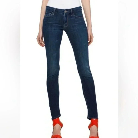 MOTHER Denim - Mother The Looker Flowers From Storm Dark Wash Skinny Jeans Denim Mid Rise